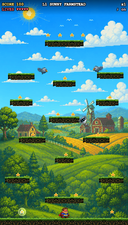 Starbob gameplay in the Sunny Farmstead world